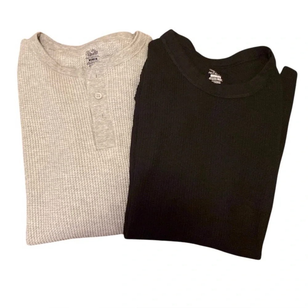 Fruit of the Loom Thermal Baselayer Tops Black Gray 2XL